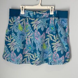 Lilly Pulitzer Luxleta Skort Blue and Pink Floral Print Size Large